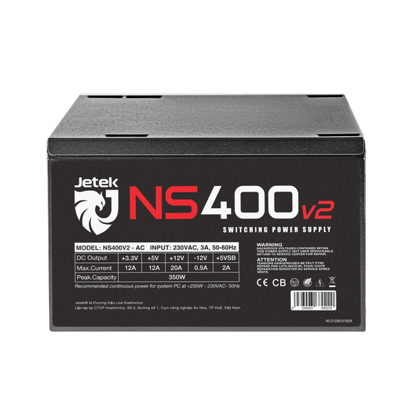  Nguồn máy tính Jetek NS400 V2 | 250W, ATX, Non Modular 