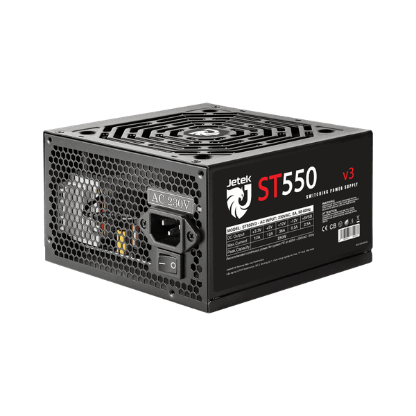  Nguồn máy tính Jetek ST550 V3 550W | 450W Liên tục, Non Modular, Cáp dẹt, ATX, Đen 