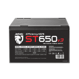  Nguồn máy tính Jetek ST650 V3 600W Cáp Dẹt Đen | ATX, Single Rail, 2 PCIe 6+2-pin 