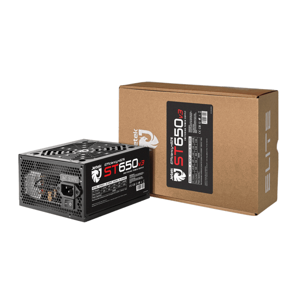  Nguồn máy tính Jetek ST650 V3 600W Cáp Dẹt Đen | ATX, Single Rail, 2 PCIe 6+2-pin 
