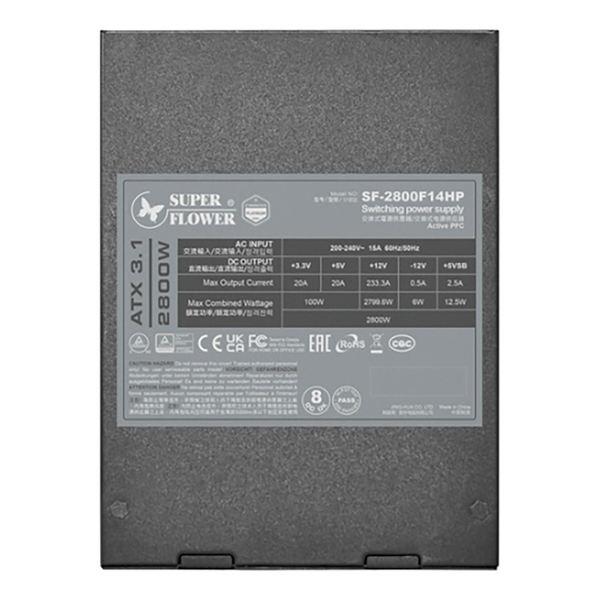  Nguồn máy tính Super Flower LEADEX TITANIUM 2200W (SF-2200F14HT) | Cybenetics Titanium, Full Modular, ATX 3.1, PCIe 5.1, Đen 