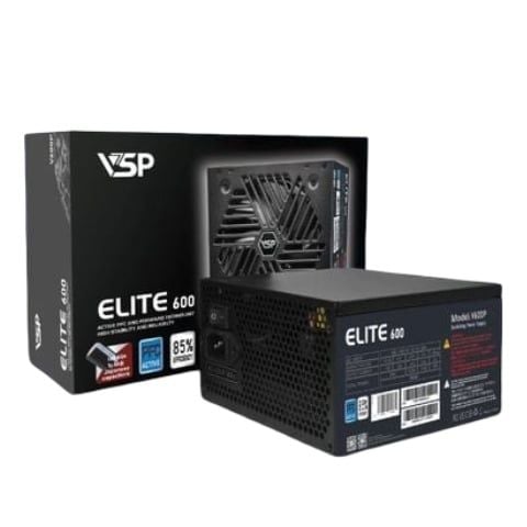 Nguồn máy tính Game Vsp Elite V600P - Đen | Non Modular, ATX