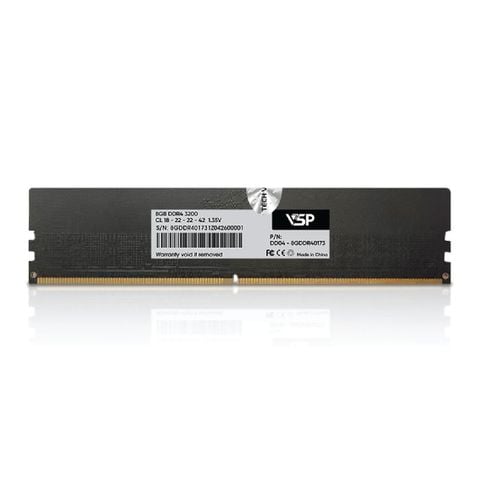 RAM PC VSP 8GB DDR4 3200MHz | (1x8GB), CL18, Hỗ trợ Intel/AMD, XMP, Không Tản (P/N DD04-8GDDR40173)