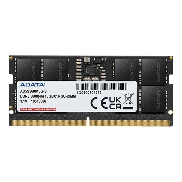  RAM Laptop ADATA 16GB DDR5 5600MHz SO-DIMM (AD5S560016G-S) | On-Die ECC, 262-Pin 