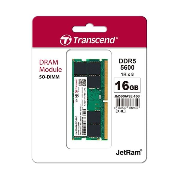  RAM Laptop Transcend 16GB DDR5 5600MHz SO-DIMM (JM5600ASE-16G) | CL46, 1.1V, 262 Pin 
