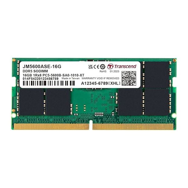  RAM Laptop Transcend 16GB DDR5 5600MHz SO-DIMM (JM5600ASE-16G) | CL46, 1.1V, 262 Pin 