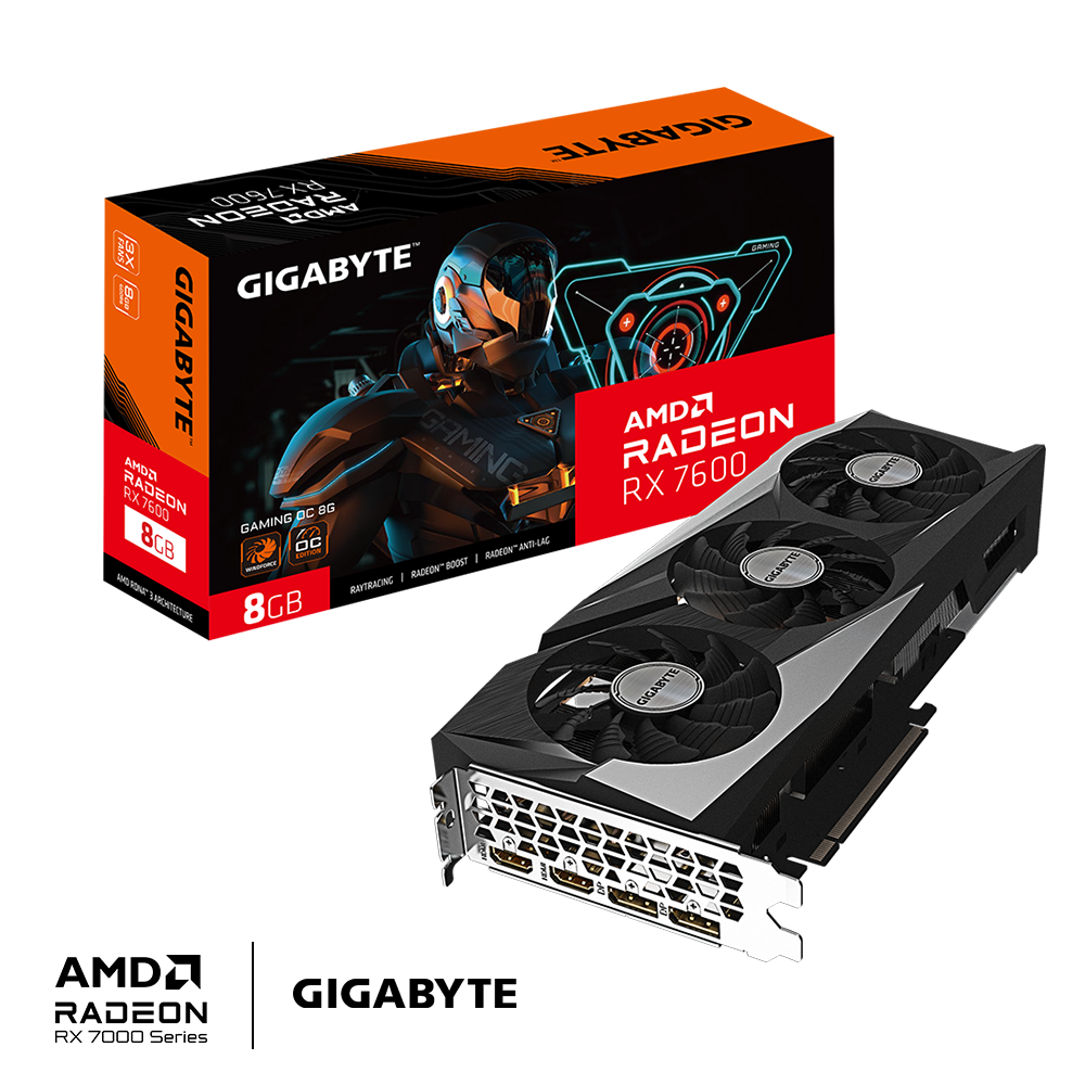 [Cũ] Card màn hình (AMD) Gigabyte RX7600 Gaming Oc 8G 3 Fan | BH 3T STAR