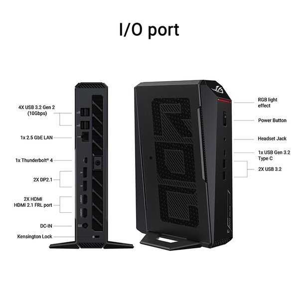  Máy Bộ NUC ASUS ROG Intel | U7-255HX, 16GB (2x8GB) DDR5-6400, 1TB Gen4 NVMe, Wifi7, RTX 5060, Win11 (RNUC15JNK7X569A0) 