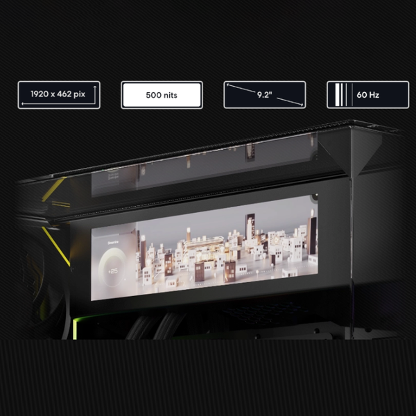  Thùng máy Lian Li O11 Vision M Digital (LCD 9.2 inch) (Không Kèm Fan) (CASELLO11VMDX) | M-ATX/ITX, LCD 9.2 inch, VGA 410mm, Đen 