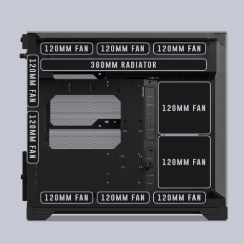  Thùng máy Lian Li O11 Vision M Digital (LCD 9.2 inch) (Không Kèm Fan) (CASELLO11VMDX) | M-ATX/ITX, LCD 9.2 inch, VGA 410mm, Đen 