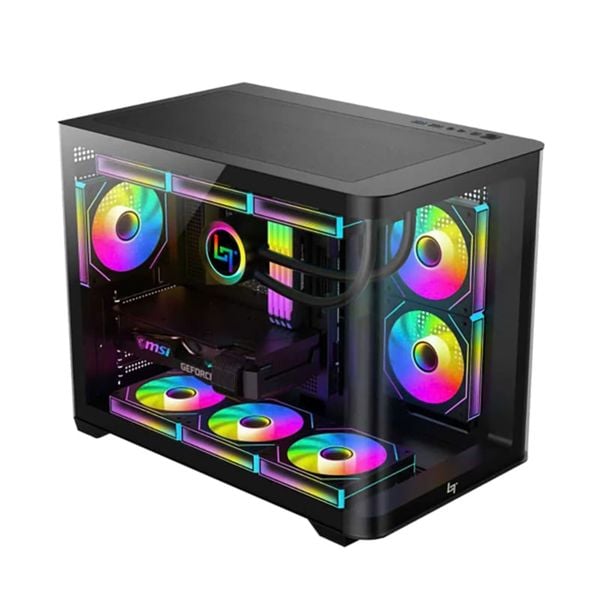  Thùng máy LinkTech Siren M (Chưa kèm Fan) | M-ATX/ITX, Mặt kính cong, Đen 