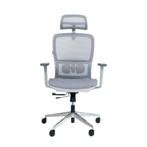 Ghế công thái học GAMI LUM2 | Xám, 150kg, Chân xoay, tay 2D, Lưng lưới