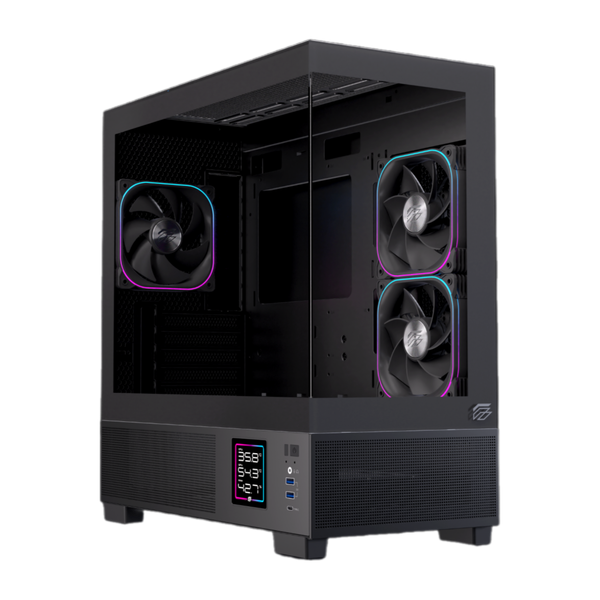  Thùng máy EINAREX SM501D RGB (Kèm sẵn 3 Fan ARGB) | M-ATX, Mặt kính, Đen 