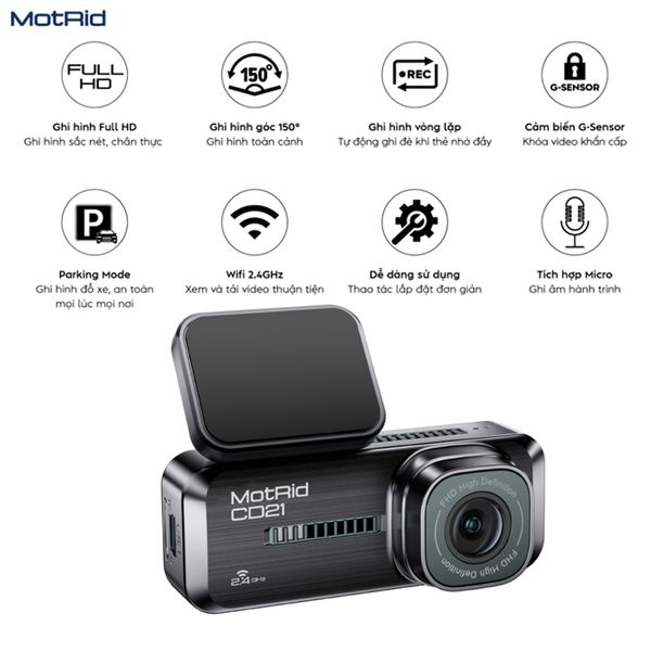  Camera hành trình MotRid CD21 | 2MP, Full HD, Đàm thoại 