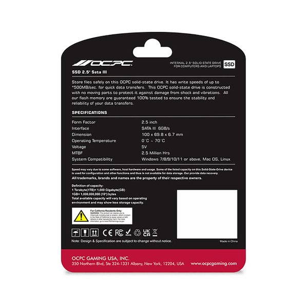  Ổ cứng SSD OCPC XTL-200 512GB (SSD25S3T512GLT) | 2.5 inch, SATA III, Đọc 520MB/s, Ghi 450MB/s 