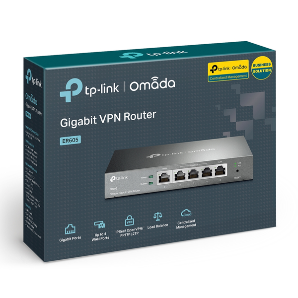  Router Cân Bằng Tải VPN Gigabit Omada TP-LINK ER605 4 Port | 5 Cổng Gigabit WAN/LAN, Load Balance, IPsec VPN 