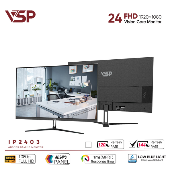  Màn hình Văn phòng VSP IP2403 | 24 inch, FHD, 144Hz, IPS 
