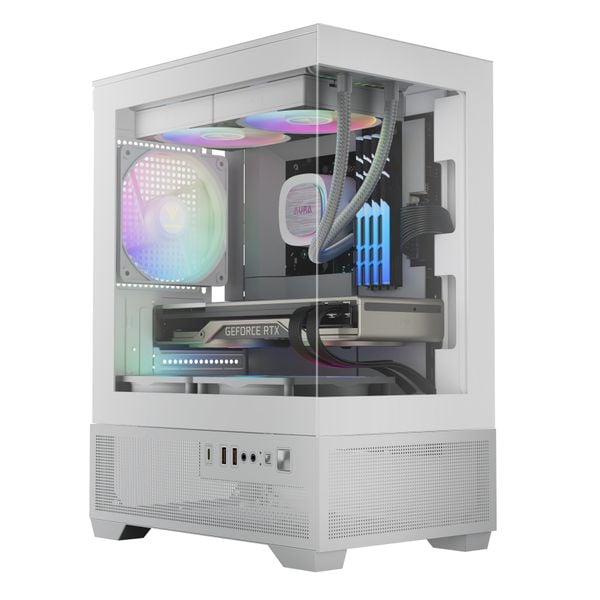  Thùng máy Gamdias Aura GC9M Elite ARGB M-ATX (Kèm Sẵn 3F ARGB) - Trắng 
