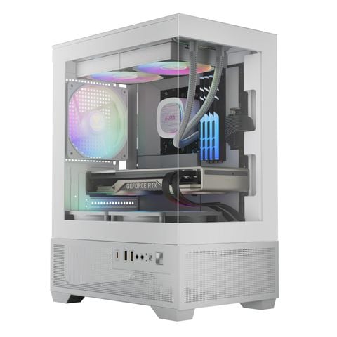 Thùng máy Gamdias Aura GC9M Elite ARGB M-ATX (Kèm Sẵn 3F ARGB) - Trắng
