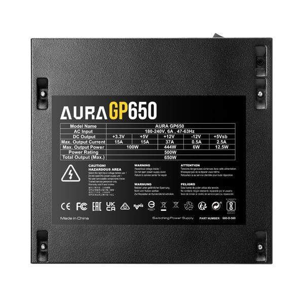  Nguồn máy tính Gamdias Aura GP650 650W ATX12V V2.4 - Đen | Non Modular, ATX 