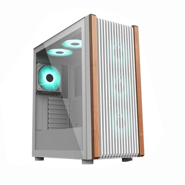  Thùng máy VSP C19 Wooden (F-Atx) (Chưa Kèm Fan) - Trắng 