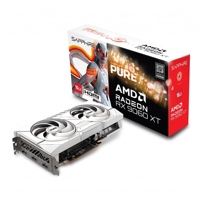  Card màn hình AMD Radeon RX 9060 XT SAPPHIRE PURE Gaming OC | 16GB GDDR6, 2048 SP, 550W 