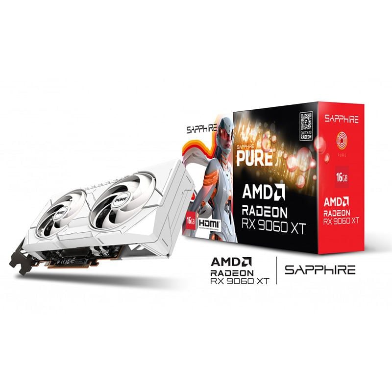  Card màn hình AMD Radeon RX 9060 XT SAPPHIRE PURE Gaming OC | 16GB GDDR6, 2048 SP, 550W 