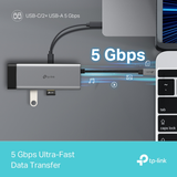  Hub USB Type-C 5 cổng (5 in 1) TP-Link (UH5020C) | 1× HDMI 4K 60Hz, 1× PD 100W, 2x USB-A 3.0, 1x USB-C 3.0 