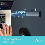  Hub USB Type-C 6 cổng (6 in 1) TP-Link (UH6120C) | 1× HDMI 4K 60Hz, 1× PD 100W, 1× RJ45 1000Mbps, 2x USB-A 3.0, 1x USB-C 3.0 