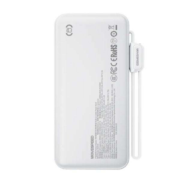  Sạc dự phòng Movespeed MSP19 22.5W | 10000mAh, Màn Led, Tích hợp Type C, White 
