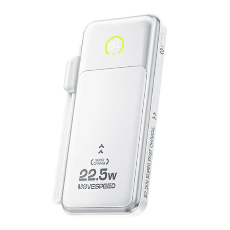  Sạc dự phòng Movespeed MSP19 22.5W | 10000mAh, Màn Led, Tích hợp Type C, White 