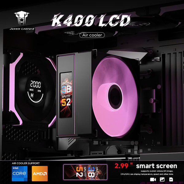  Tản nhiệt khí Leopard K400 LCD (Support 2011) | Màn hình LCD, LGA 2011/1700/1200, Đen 