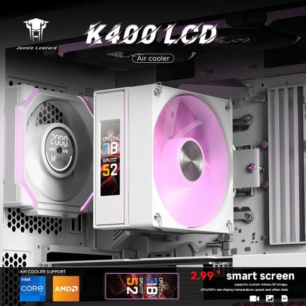  Tản nhiệt khí Leopard K400 LCD (Support 2011) | Màn hình LCD, LGA 2011/1700/1200, Trắng 