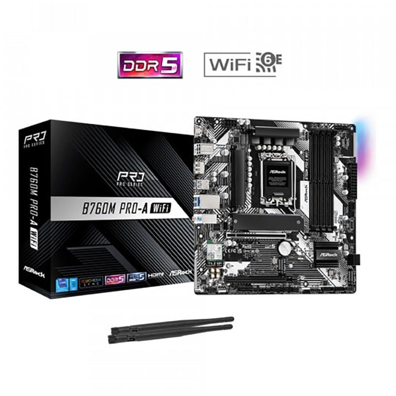 Mainboard ASRock B760M Pro-A WiFi DDR5 | LGA1700, Micro-ATX, 4 khe RAM 