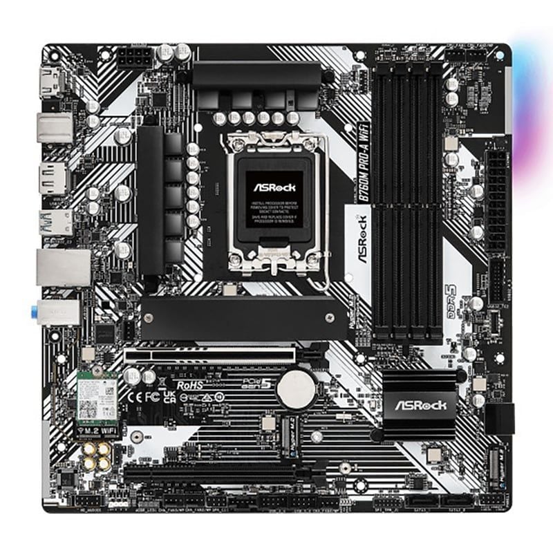 Mainboard ASRock B760M Pro-A WiFi DDR5 | LGA1700, Micro-ATX, 4 khe RAM 
