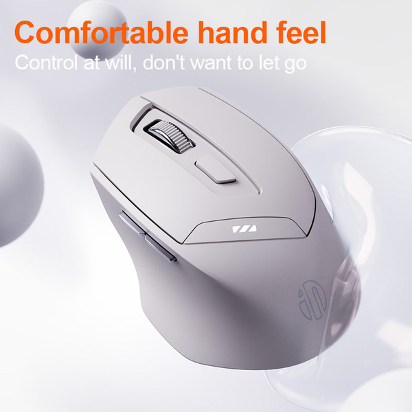  Chuột văn phòng INPHIC DR6 Chính Hãng | Wireless, Bluetooth, 2400 DPI, 84g, Trắng Xám 