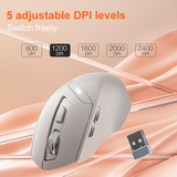  Chuột văn phòng INPHIC DR6 Chính Hãng | Wireless, Bluetooth, 2400 DPI, 84g, Trắng Xám 