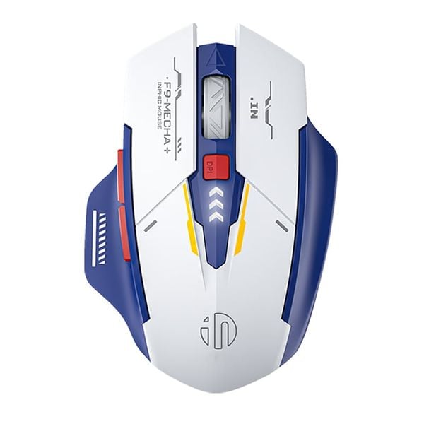  Chuột gaming INPHIC F9 Gundam Chính Hãng | Wireless, 2400 DPI, 90g, Trắng Xanh 