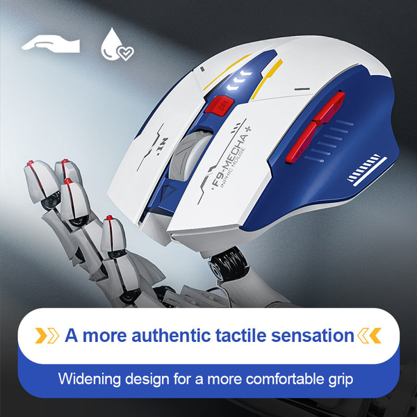  Chuột gaming INPHIC F9 Gundam Chính Hãng | Wireless, 2400 DPI, 90g, Trắng Xanh 