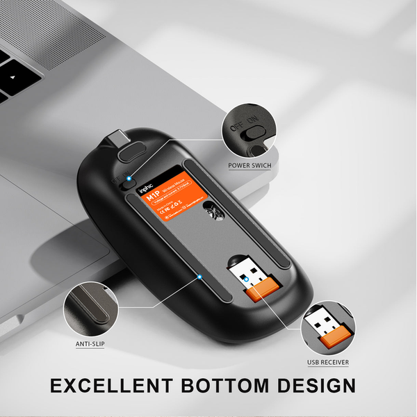  Chuột văn phòng INPHIC M1P Chính Hãng | Wireless, 1600 DPI, 73g, Đen 