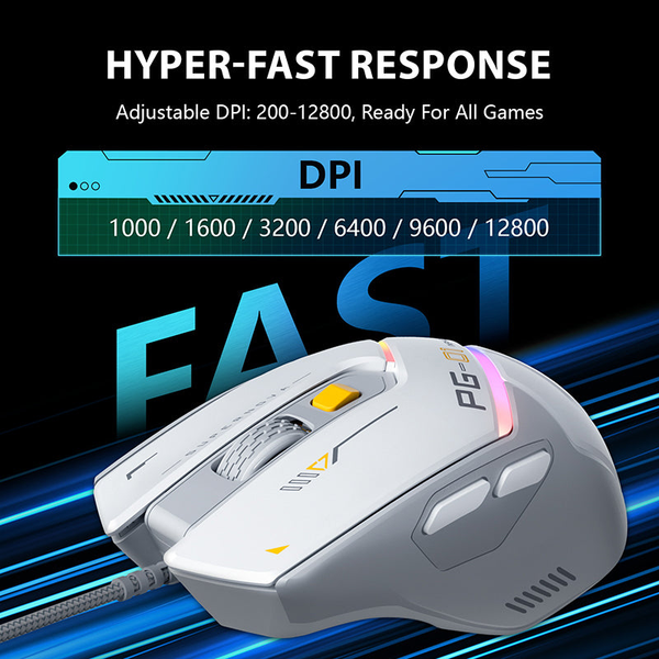  Chuột gaming INPHIC PG1 Chính Hãng | Wired, 12800 DPI, 78g, Trắng 