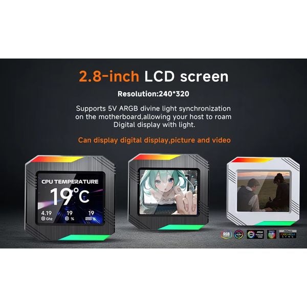  Tản nhiệt nước Leopard Astroshell 240 ARGB Digital LCD V2G | 240mm, ARGB, Digital LCD, Đen 