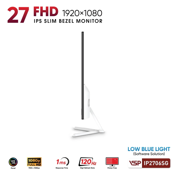  Màn hình văn phòng VSP IP2706SG | 27 inch, FHD, IPS, 120Hz, Trắng 