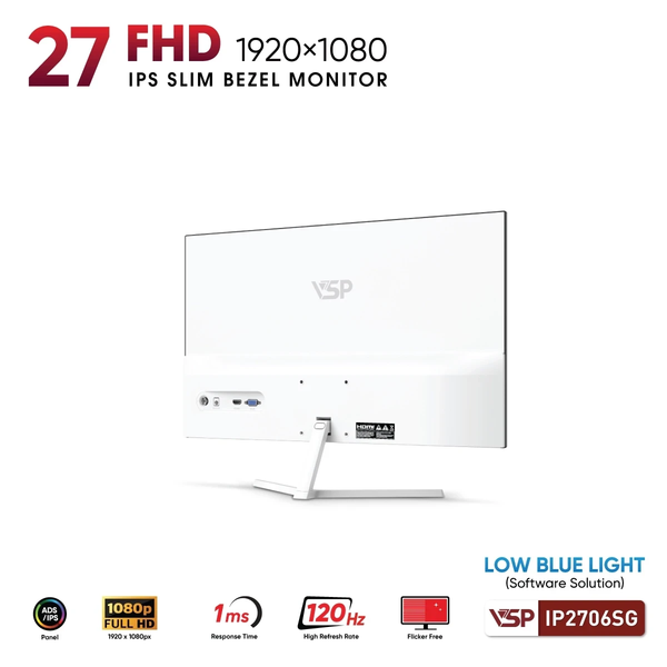  Màn hình văn phòng VSP IP2706SG | 27 inch, FHD, IPS, 120Hz, Trắng 