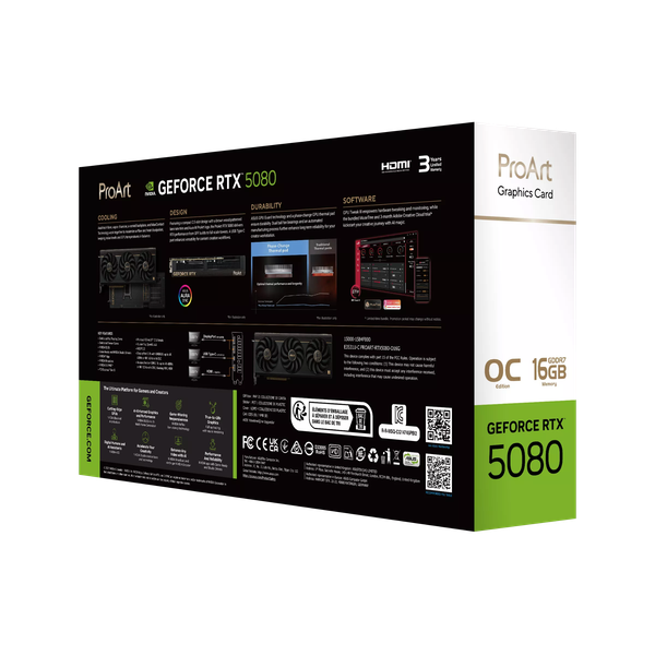  Card màn hình ASUS ProArt GeForce RTX 5080 OC 16GB GDDR7 (PROART-RTX5080-O16G) | 16GB GDDR7, OC Edition, 10752 CUDA 