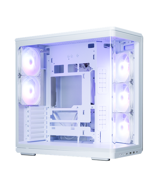  Thùng máy hồ cá Zalman P60 Kính cong Nguyên Khối (Kèm sẵn 5 Fan) | ATX, Trắng 
