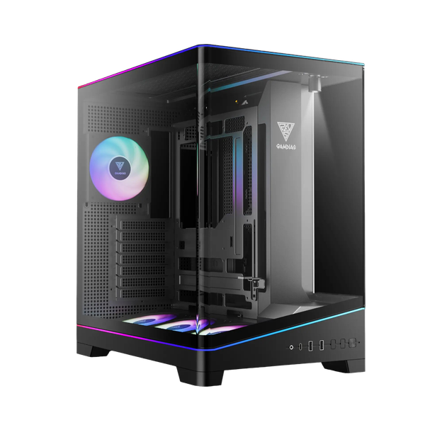  Thùng máy Gamdias Atlas P6 CG (Kèm sẵn 4 Fan ARGB) | F-ATX, Mid Tower, Kính cường lực, Đen 