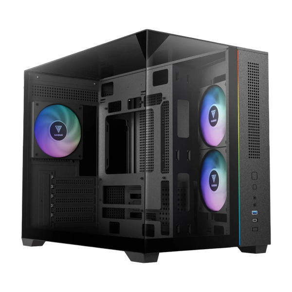  Thùng máy Gamdias Atlas M3M (Kèm sẵn 3 Fan ARGB) | M-ATX, Micro Tower, Kính cường lực, Đen 