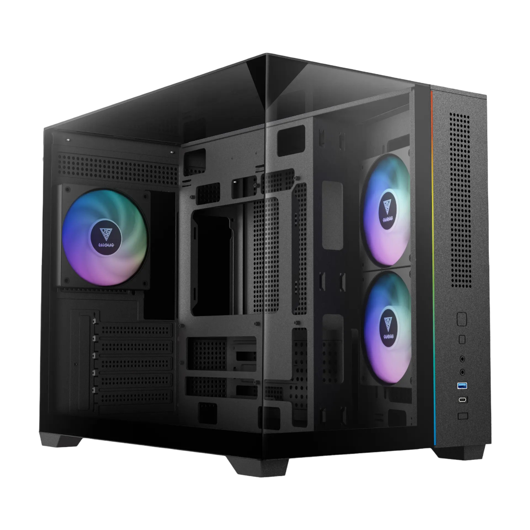 Thùng máy Gamdias Atlas M3M (Kèm sẵn 3 Fan ARGB) | M-ATX, Micro Tower, Kính cường lực, Đen