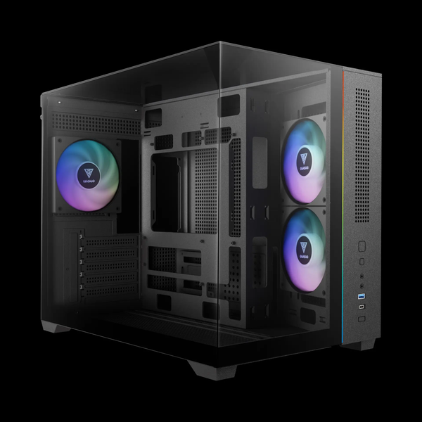  Thùng máy Gamdias Atlas M3M (Kèm sẵn 3 Fan ARGB) | M-ATX, Micro Tower, Kính cường lực, Đen 